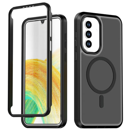For Galaxy A37 / A36 / A56 5G Silicone Magnetic Anti-drop Protective Phone Case(Black + Black)