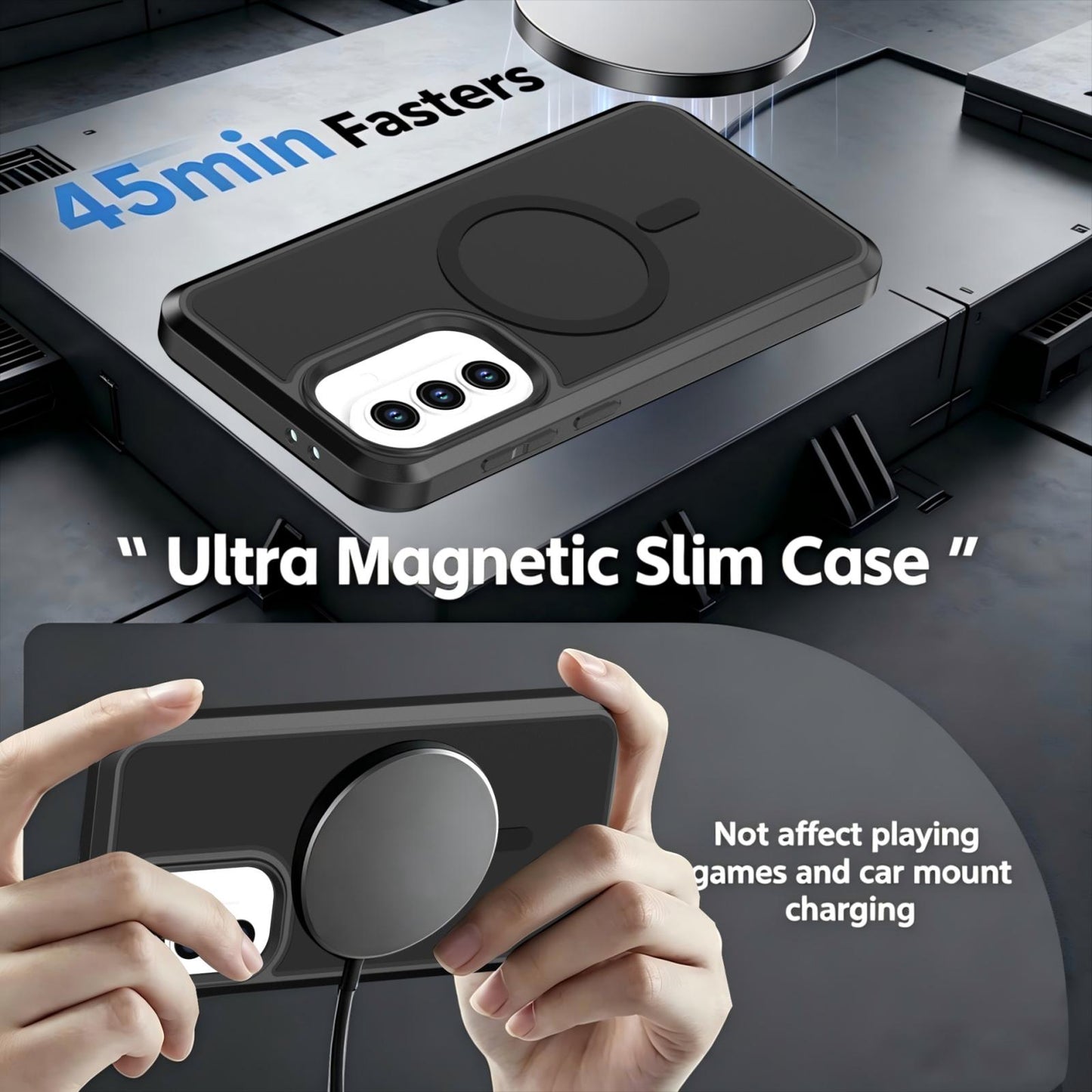 For Galaxy A37 / A36 / A56 5G Silicone Magnetic Anti-drop Protective Phone Case(Black + Black)
