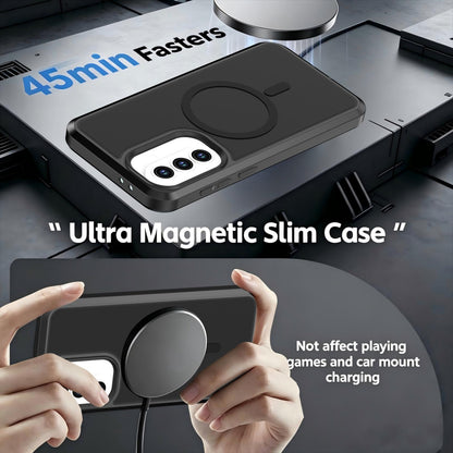 For Galaxy A37 / A36 / A56 5G Silicone Magnetic Anti-drop Protective Phone Case(Black + Black)