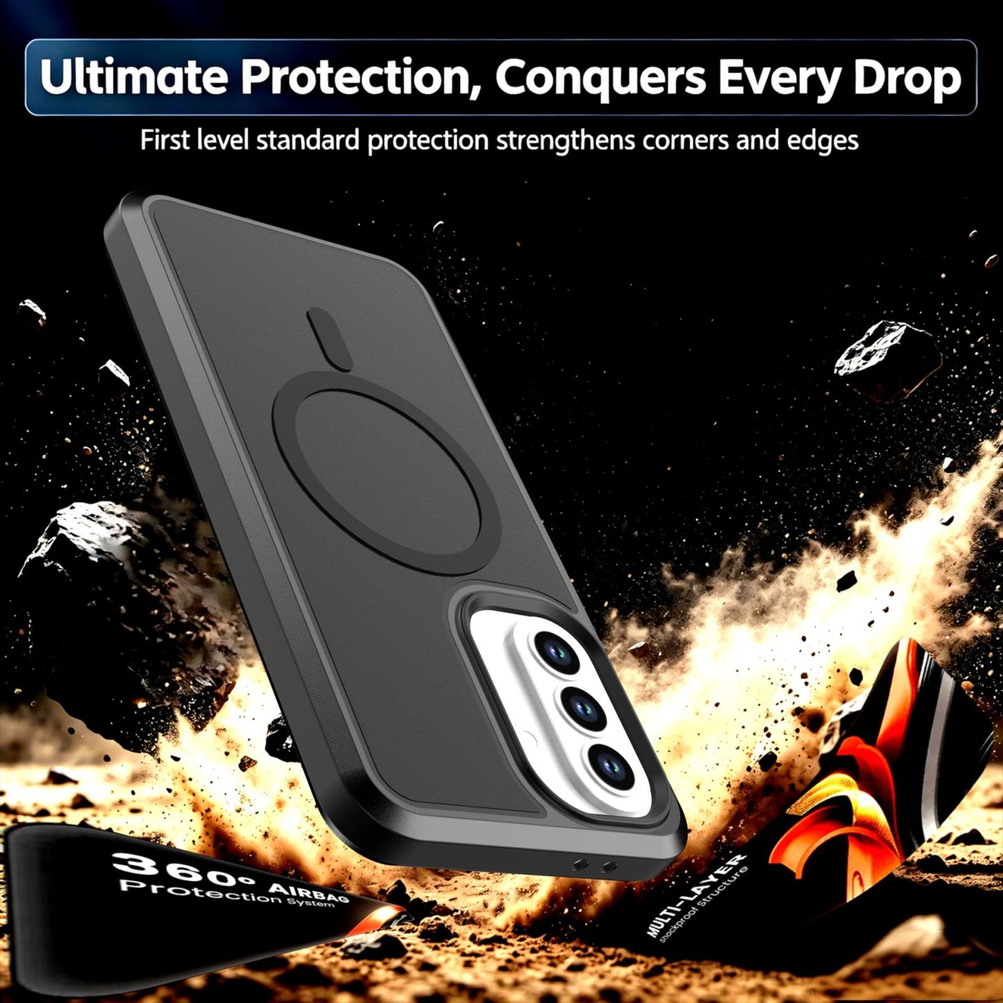 For Galaxy A37 / A36 / A56 5G Silicone Magnetic Anti-drop Protective Phone Case(Black + Black)