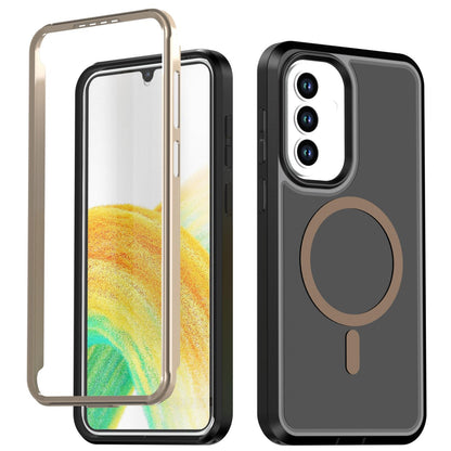 For Galaxy A37 / A36 / A56 5G Silicone Magnetic Anti-drop Protective Phone Case(Black + Gold)