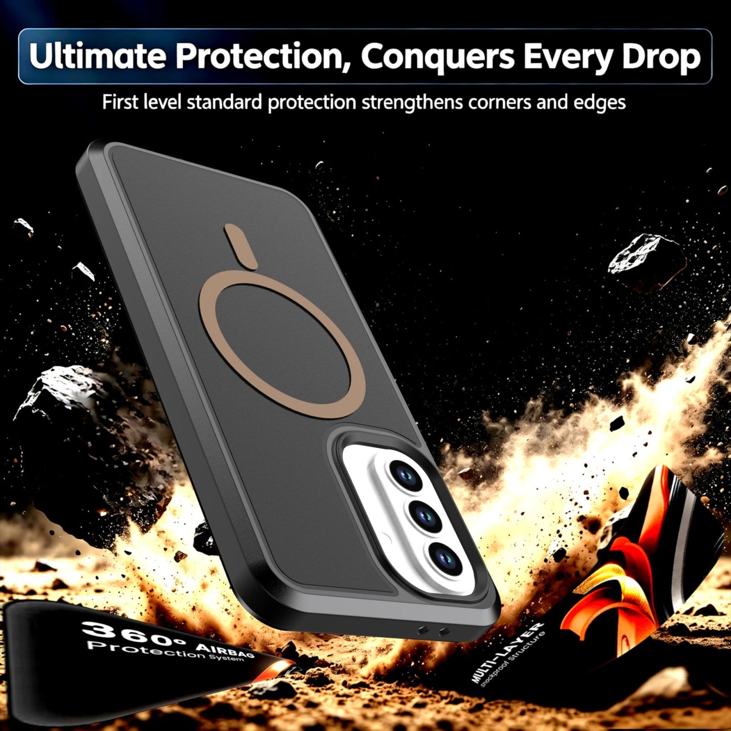 For Galaxy A37 / A36 / A56 5G Silicone Magnetic Anti-drop Protective Phone Case(Black + Gold)