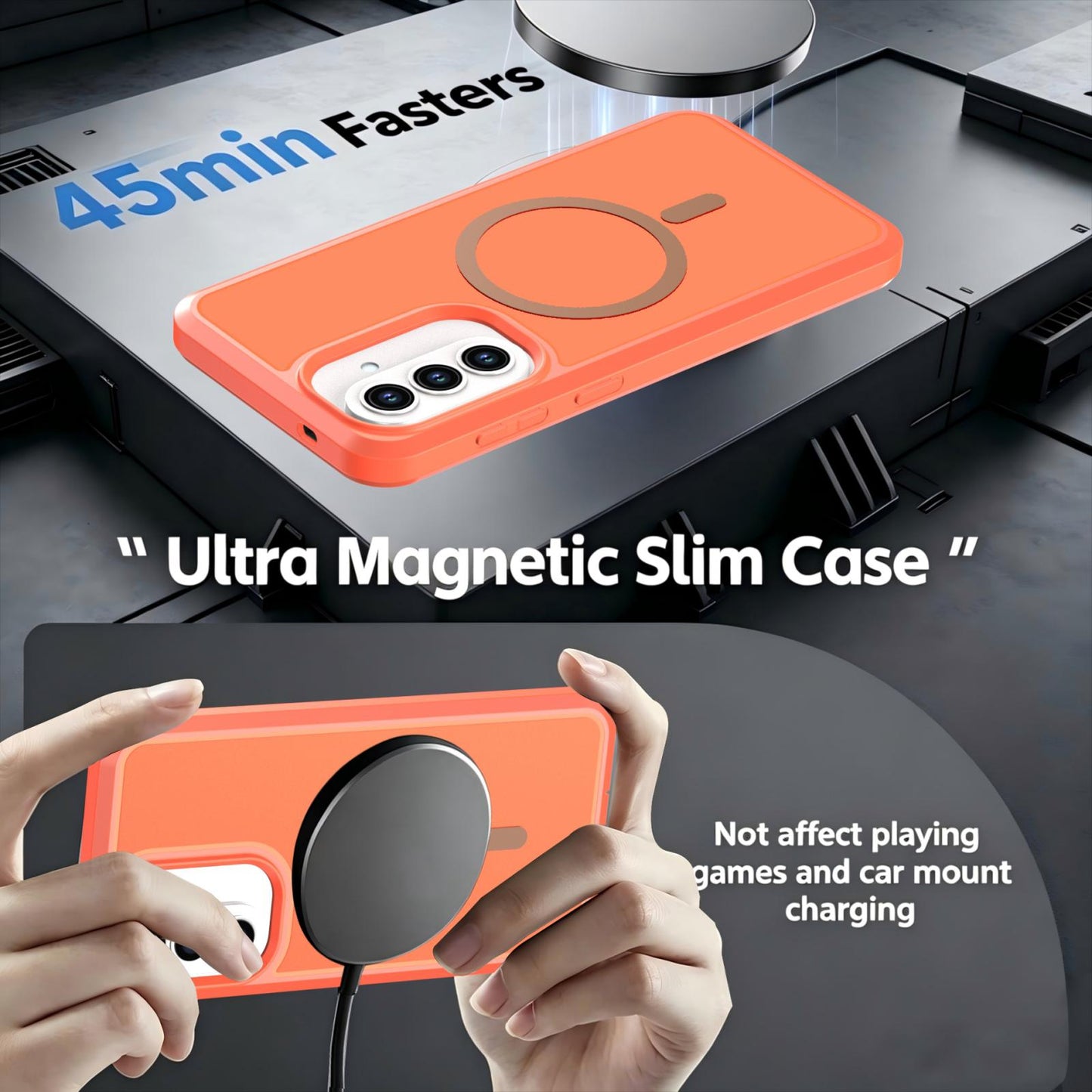 For Galaxy A57 5G Silicone Magnetic Anti-drop Protective Phone Case(Orange)