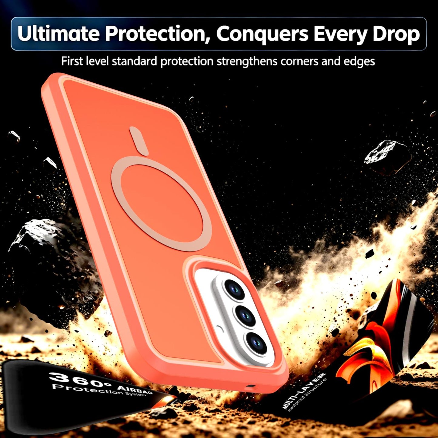 For Galaxy A57 5G Silicone Magnetic Anti-drop Protective Phone Case(Orange)