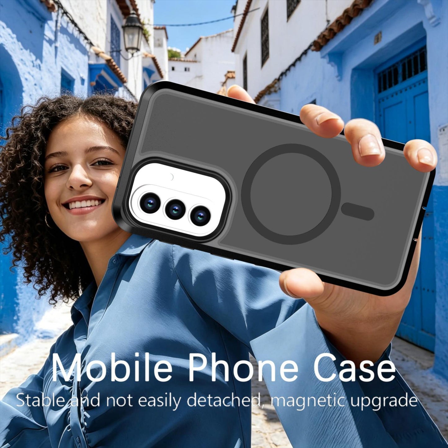 For Galaxy A57 5G Silicone Magnetic Anti-drop Protective Phone Case(Black + Black)