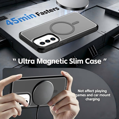 For Galaxy A57 5G Silicone Magnetic Anti-drop Protective Phone Case(Black + Black)