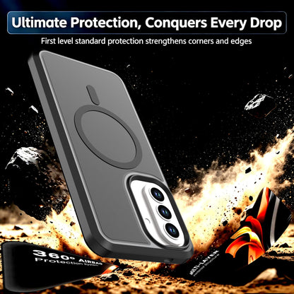 For Galaxy A57 5G Silicone Magnetic Anti-drop Protective Phone Case(Black + Black)