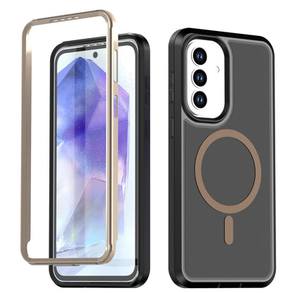 For Galaxy A57 5G Silicone Magnetic Anti-drop Protective Phone Case(Black + Gold)