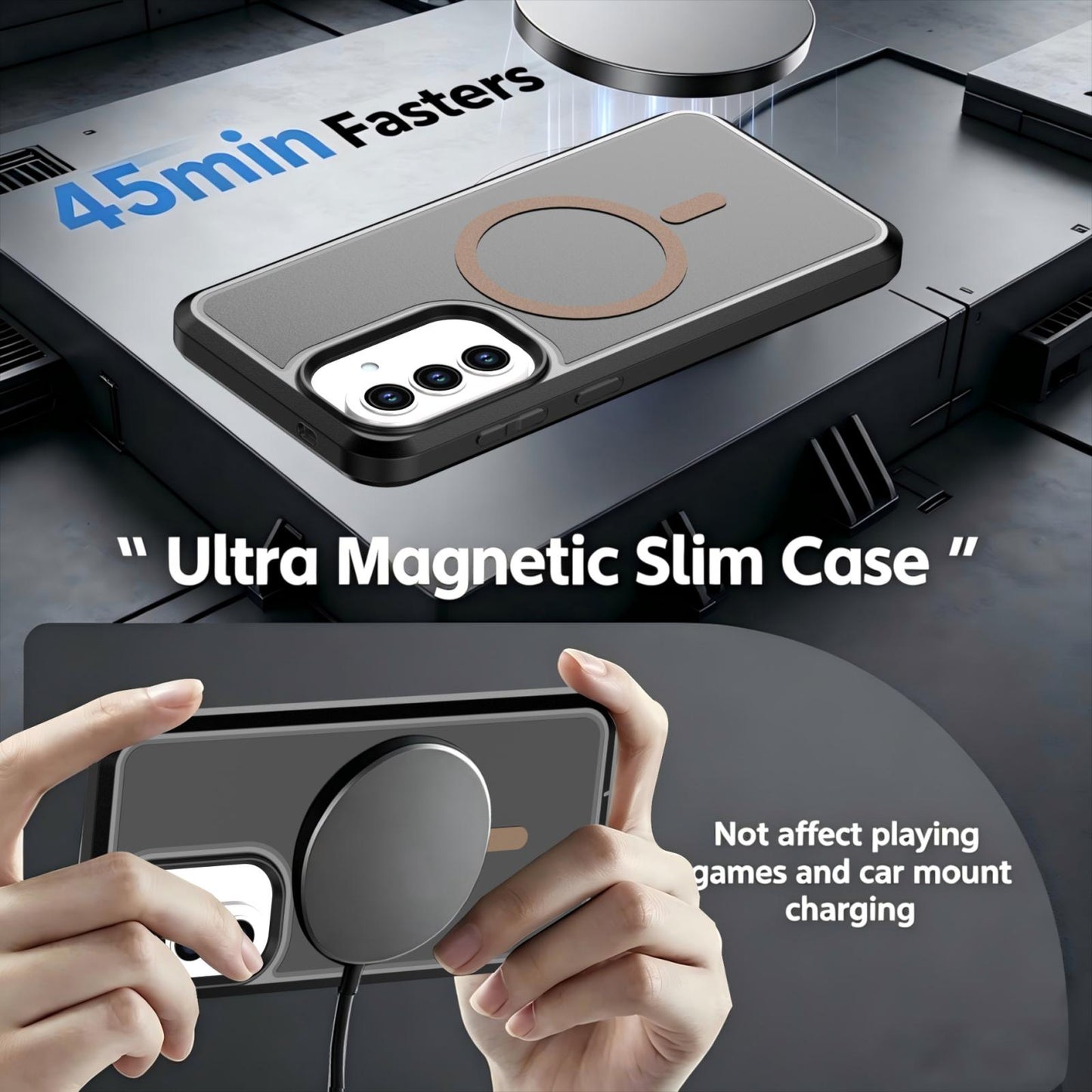 For Galaxy A57 5G Silicone Magnetic Anti-drop Protective Phone Case(Black + Gold)