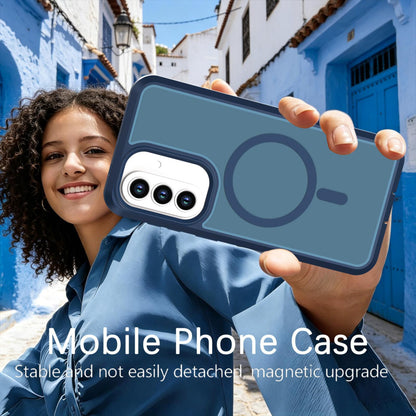 For Galaxy A57 5G Silicone Magnetic Anti-drop Protective Phone Case(Blue)