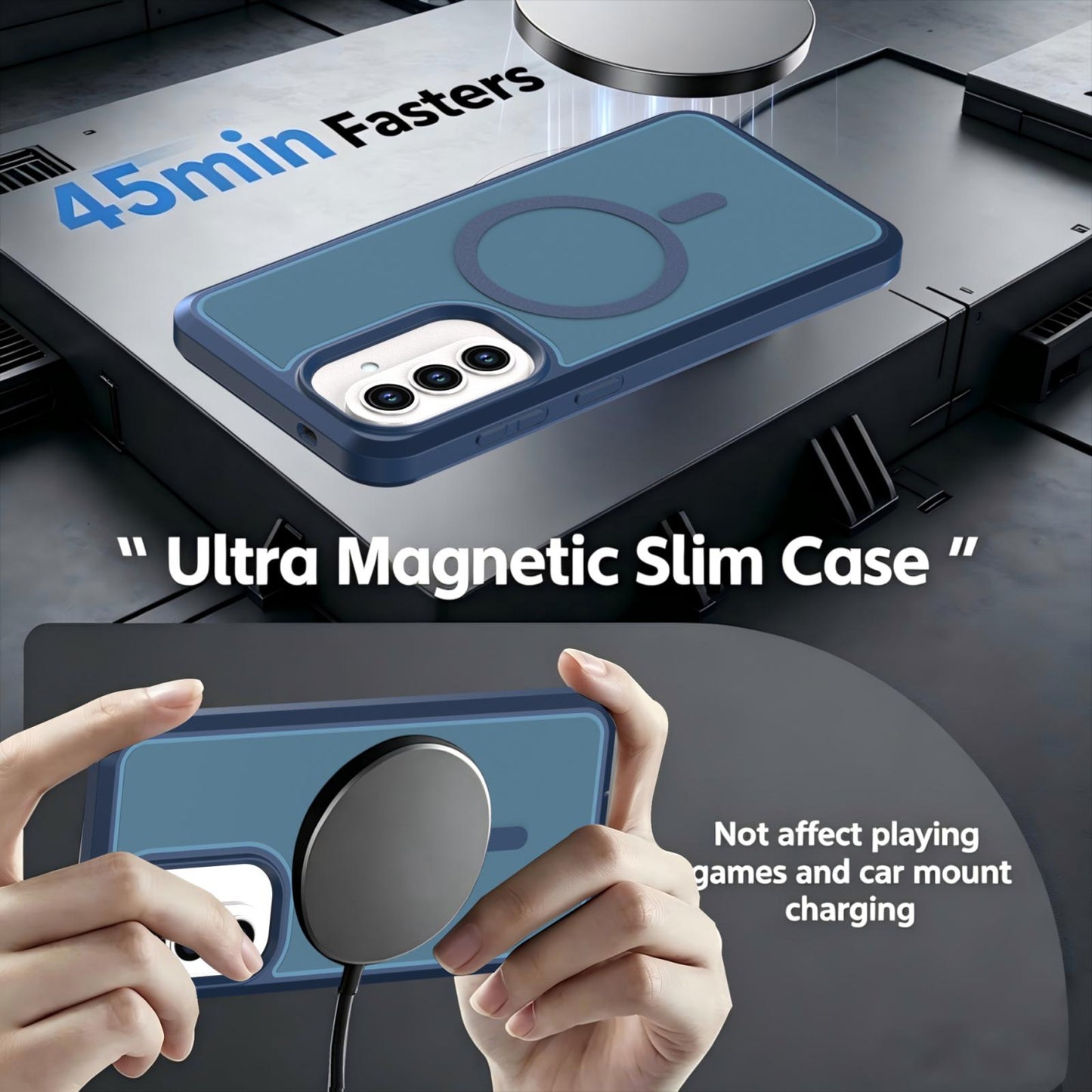 For Galaxy A57 5G Silicone Magnetic Anti-drop Protective Phone Case(Blue)
