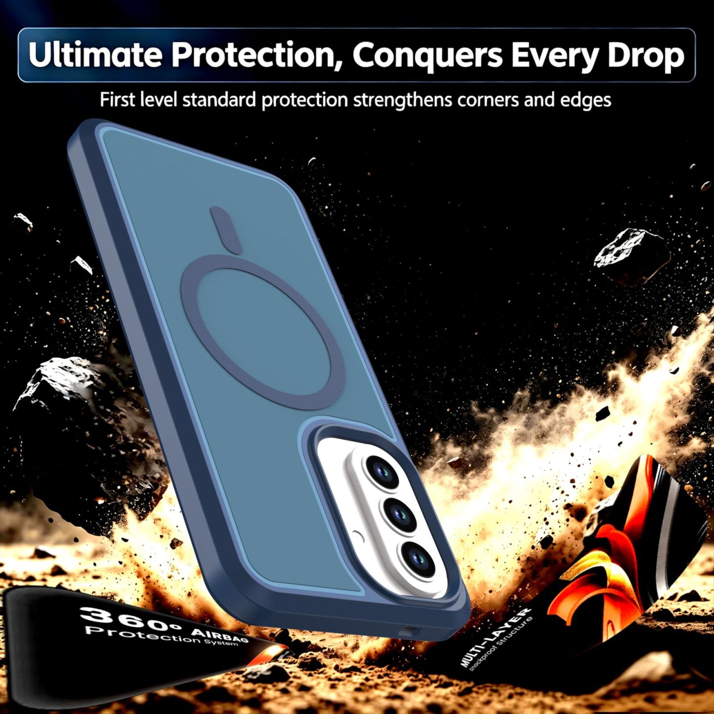 For Galaxy A57 5G Silicone Magnetic Anti-drop Protective Phone Case(Blue)