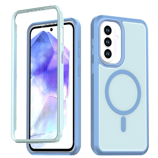 For Galaxy A57 5G Silicone Magnetic Anti-drop Protective Phone Case(Light Blue)