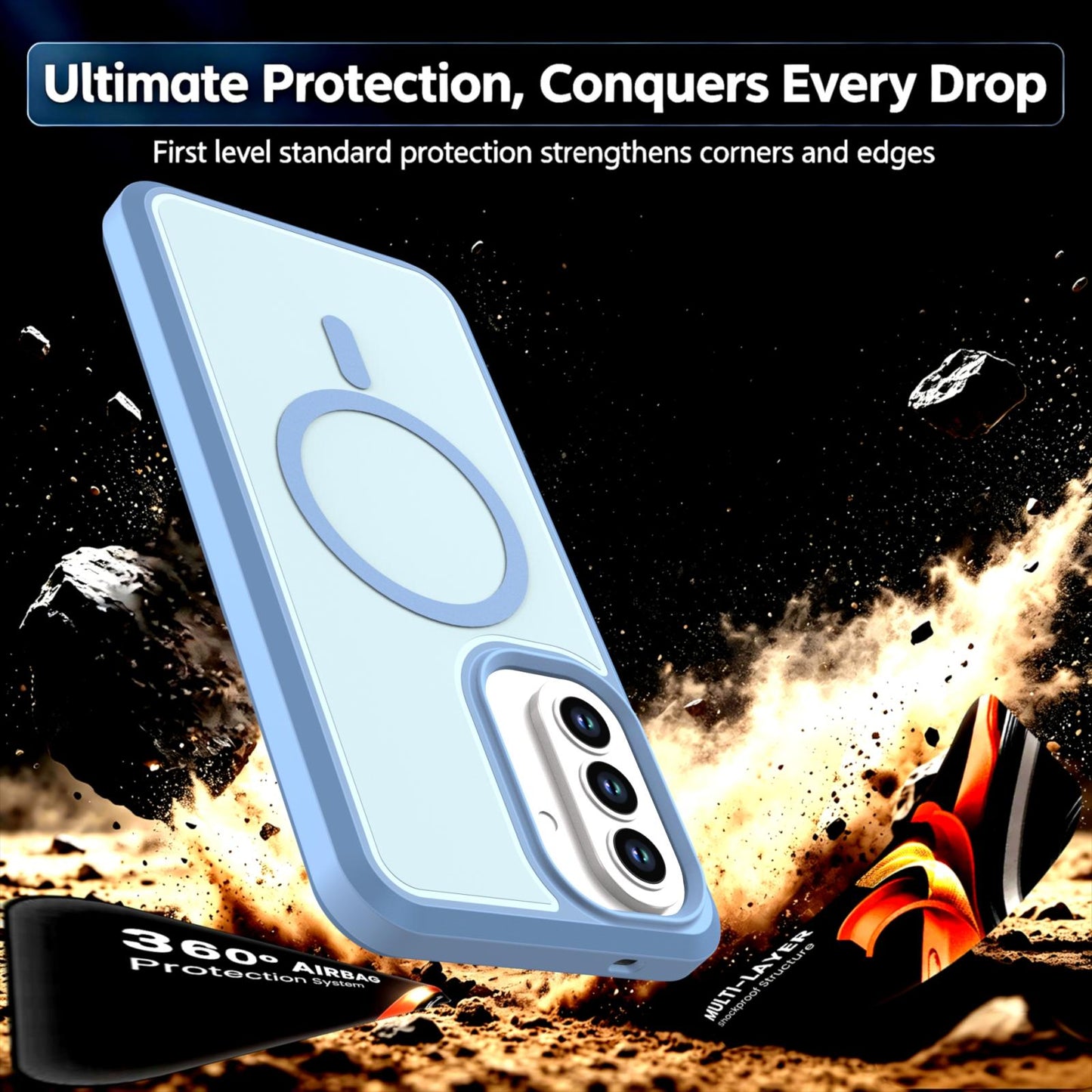 For Galaxy A57 5G Silicone Magnetic Anti-drop Protective Phone Case(Light Blue)
