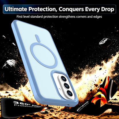 For Galaxy A57 5G Silicone Magnetic Anti-drop Protective Phone Case(Light Blue)