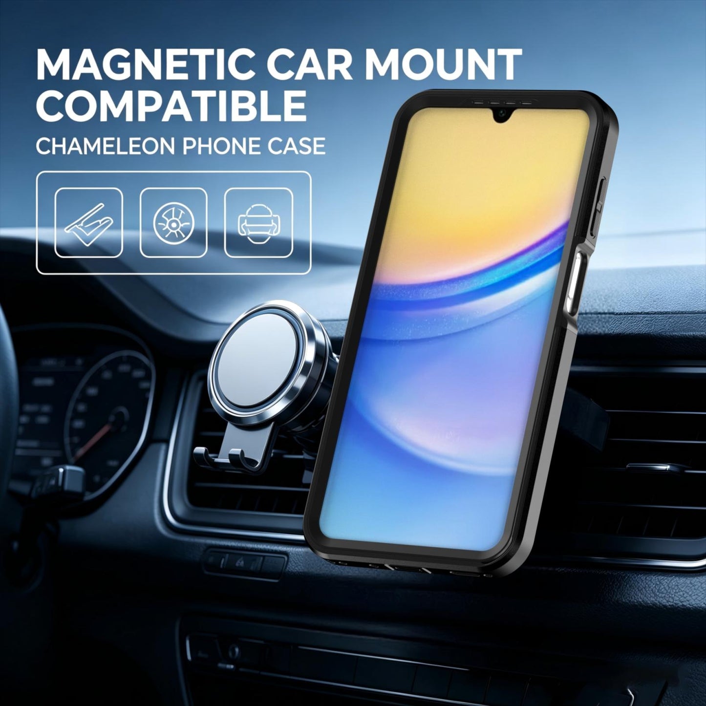 For Galaxy A18 5G / 4G Silicone Magnetic Anti-drop Protective Phone Case(Black + Black)