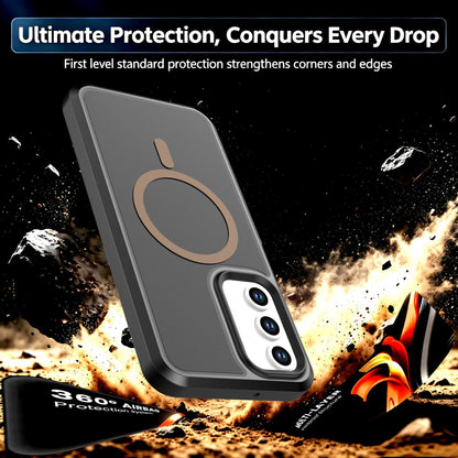 For Galaxy A18 5G / 4G Silicone Magnetic Anti-drop Protective Phone Case(Black + Gold)