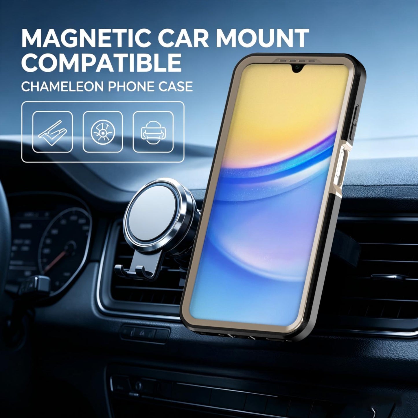 For Galaxy A18 5G / 4G Silicone Magnetic Anti-drop Protective Phone Case(Black + Gold)