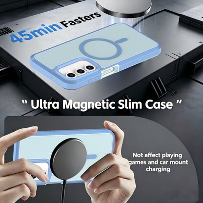 For Galaxy A18 5G / 4G Silicone Magnetic Anti-drop Protective Phone Case(Light Blue)