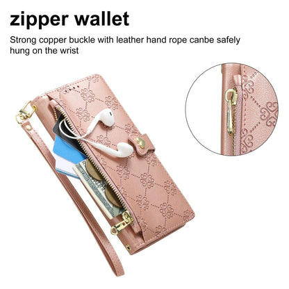 For Huawei Pura 90 5G Zipper Wallet Heart Buckle Vegan Leather Phone Case with Wrist Strap(Pink)