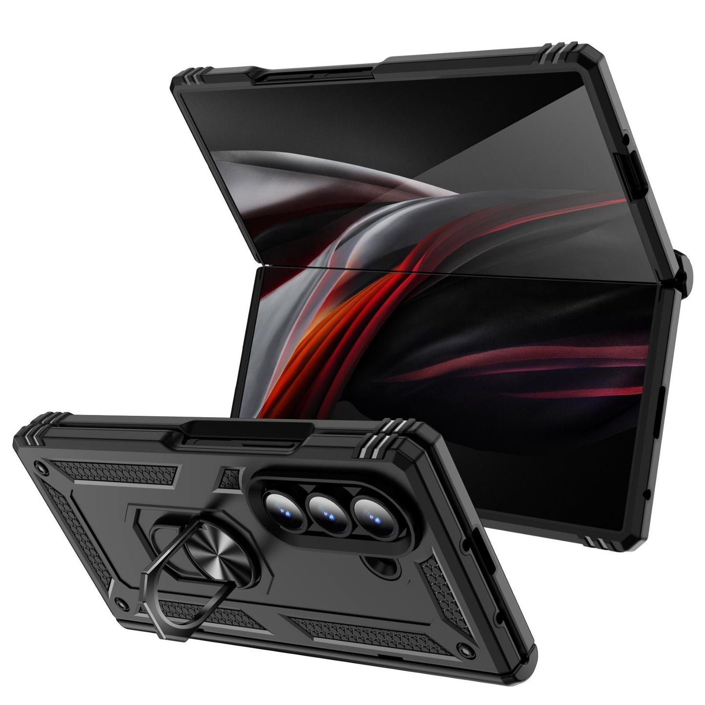 For Galaxy Z Fold8 Ultra 5G Shockproof TPU + PC Phone Case with Holder(Black)