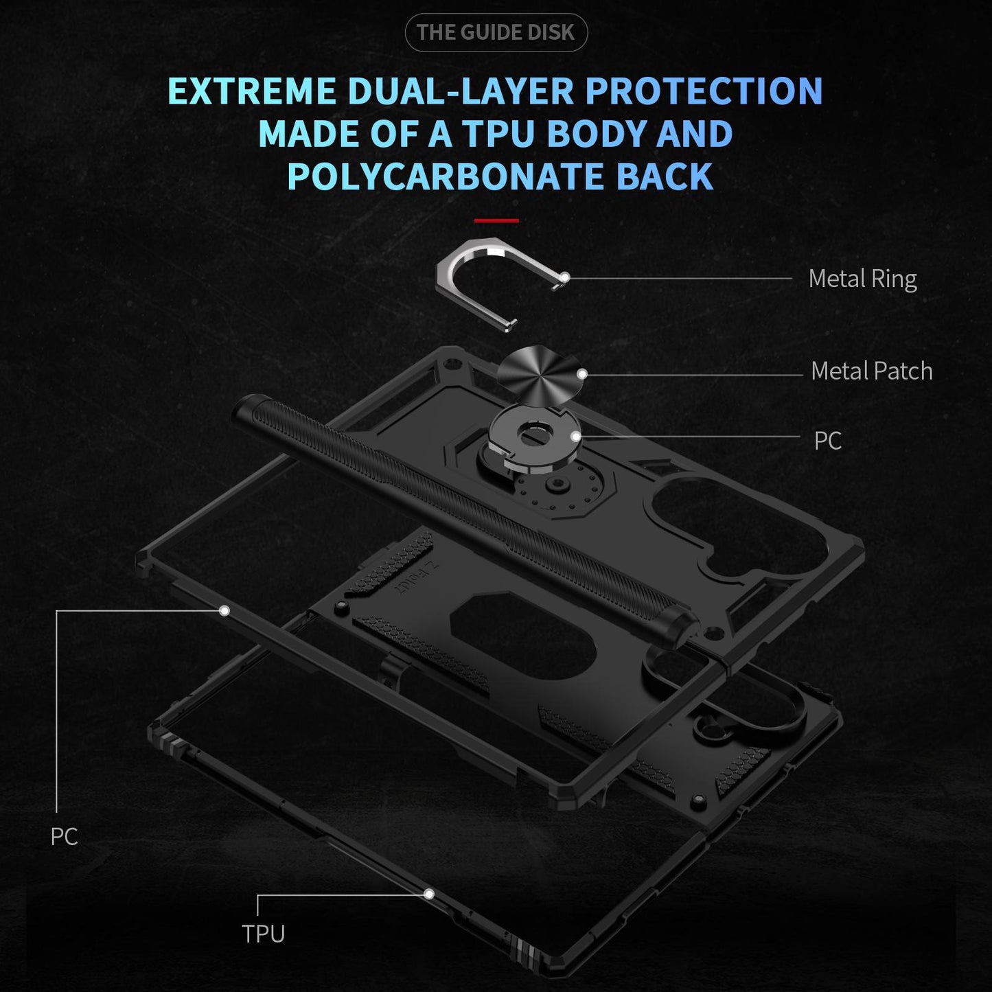 For Galaxy Z Fold8 Ultra 5G Shockproof TPU + PC Phone Case with Holder(Black)