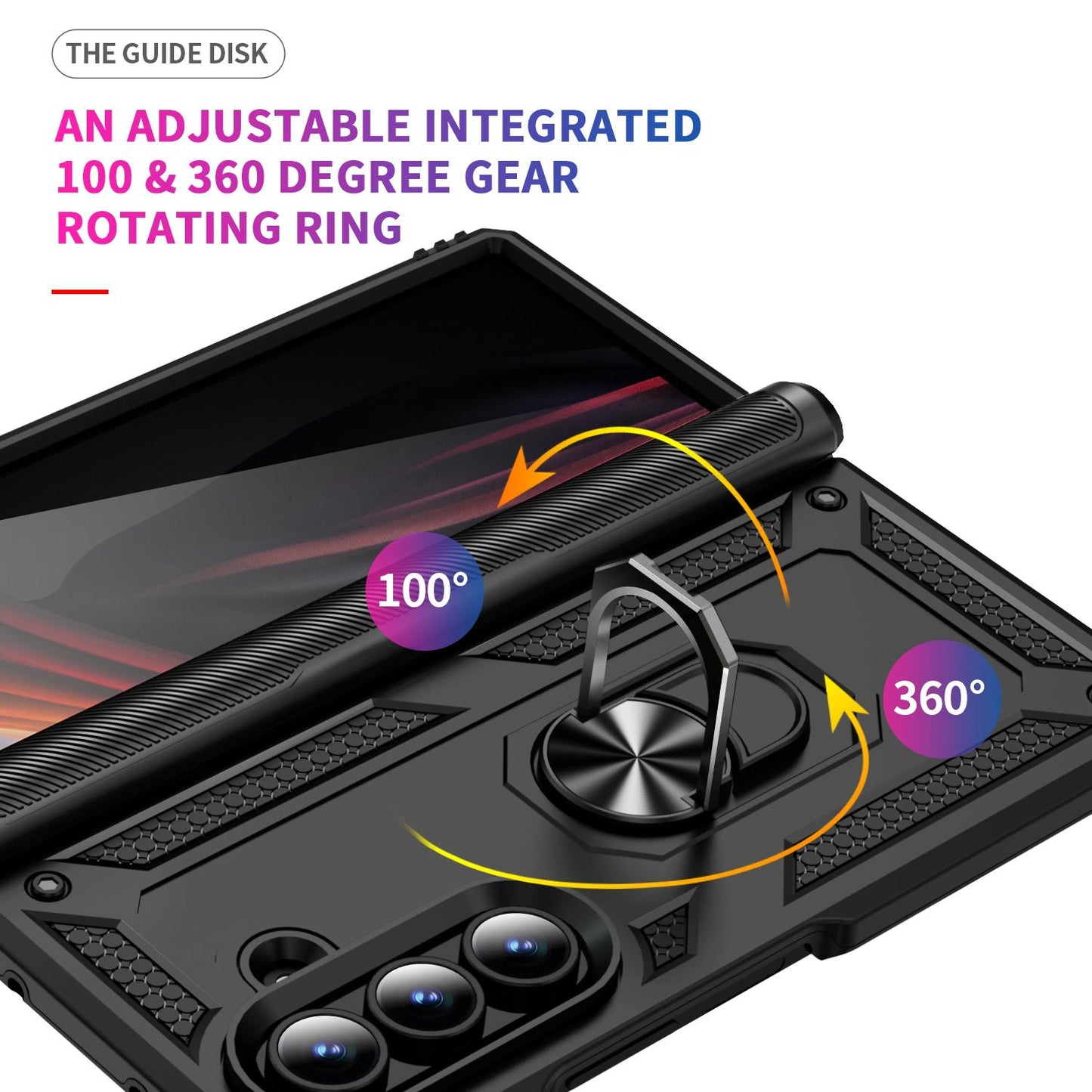 For Galaxy Z Fold8 Ultra 5G Shockproof TPU + PC Phone Case with Holder(Black)