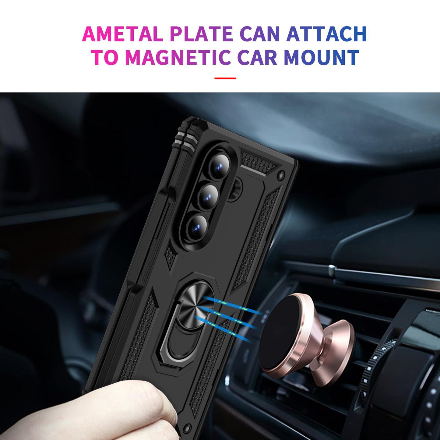 For Galaxy Z Fold8 Ultra 5G Shockproof TPU + PC Phone Case with Holder(Black)