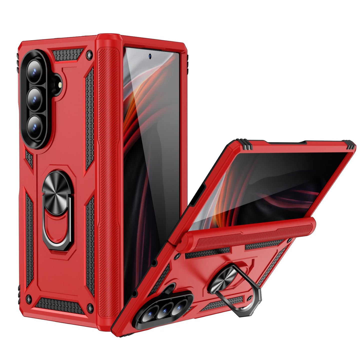 For Galaxy Z Fold8 Ultra 5G Shockproof TPU + PC Phone Case with Holder(Red)