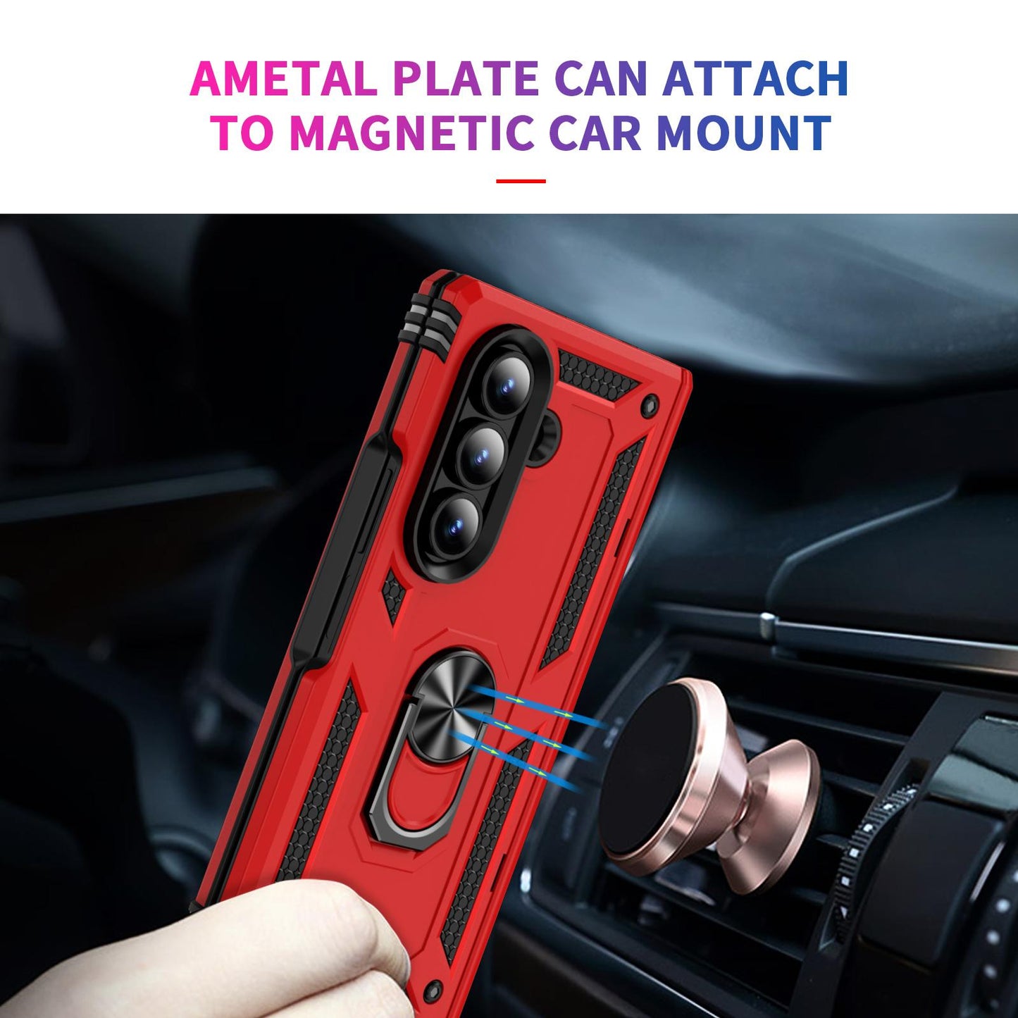 For Galaxy Z Fold8 Ultra 5G Shockproof TPU + PC Phone Case with Holder(Red)
