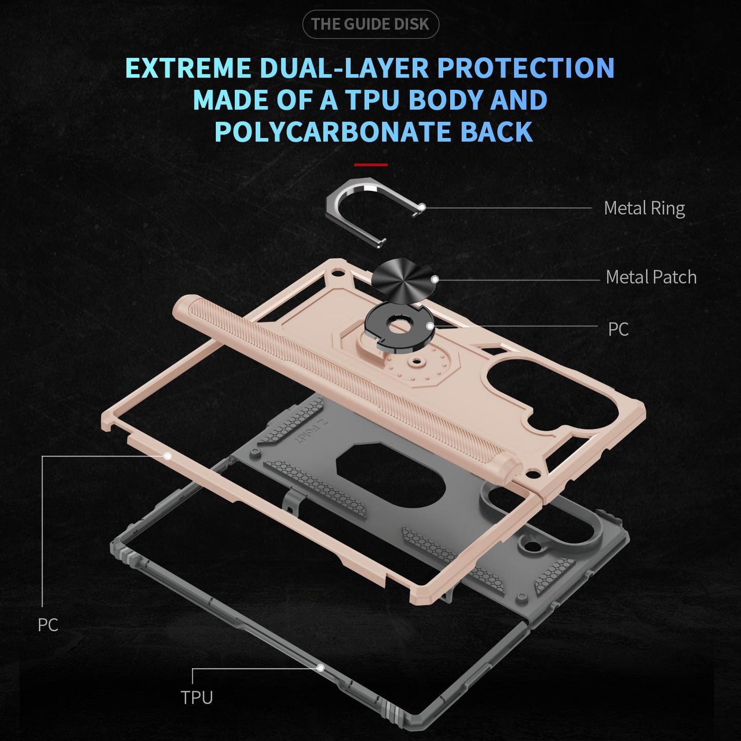 For Galaxy Z Fold8 Ultra 5G Shockproof TPU + PC Phone Case with Holder(Apricot)