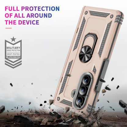 For Galaxy Z Fold8 Ultra 5G Shockproof TPU + PC Phone Case with Holder(Apricot)