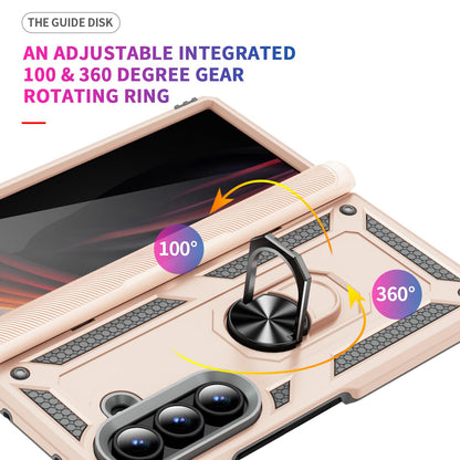 For Galaxy Z Fold8 Ultra 5G Shockproof TPU + PC Phone Case with Holder(Apricot)