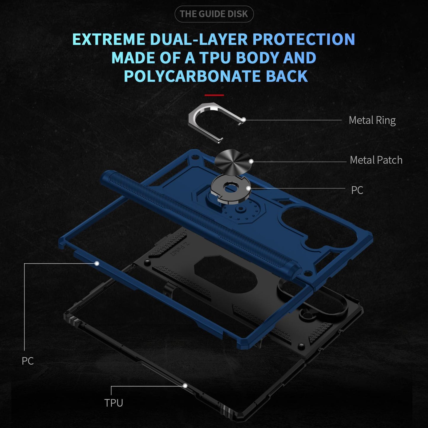 For Galaxy Z Fold8 Ultra 5G Shockproof TPU + PC Phone Case with Holder(Blue)