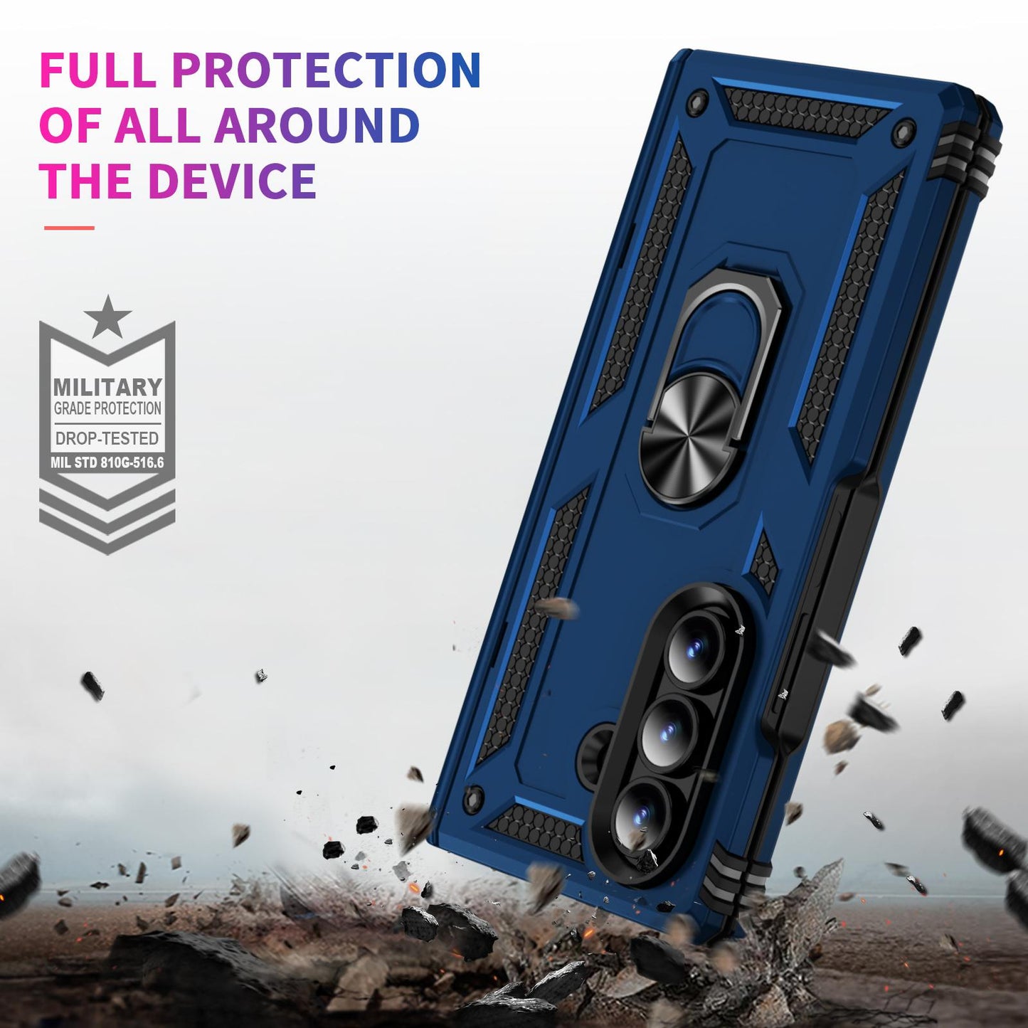 For Galaxy Z Fold8 Ultra 5G Shockproof TPU + PC Phone Case with Holder(Blue)
