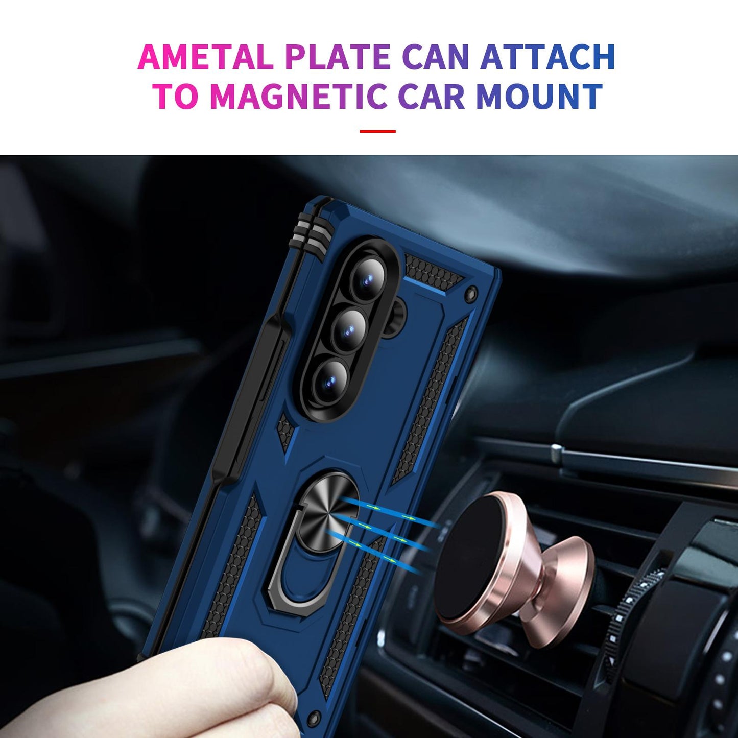 For Galaxy Z Fold8 Ultra 5G Shockproof TPU + PC Phone Case with Holder(Blue)