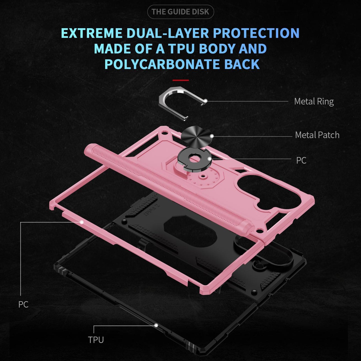 For Galaxy Z Fold8 Ultra 5G Shockproof TPU + PC Phone Case with Holder(Pink)