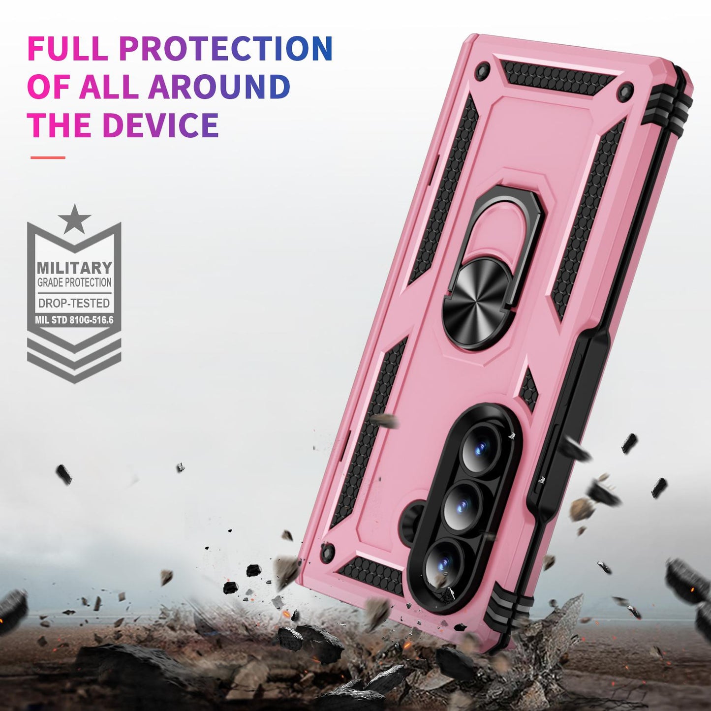 For Galaxy Z Fold8 Ultra 5G Shockproof TPU + PC Phone Case with Holder(Pink)