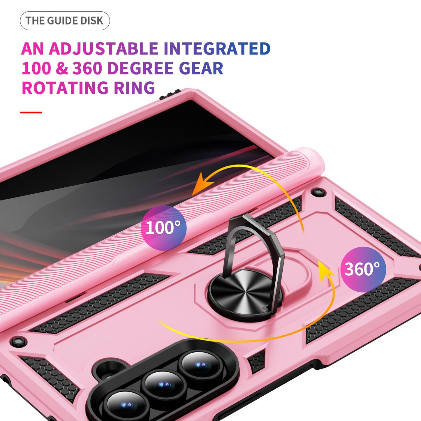 For Galaxy Z Fold8 Ultra 5G Shockproof TPU + PC Phone Case with Holder(Pink)