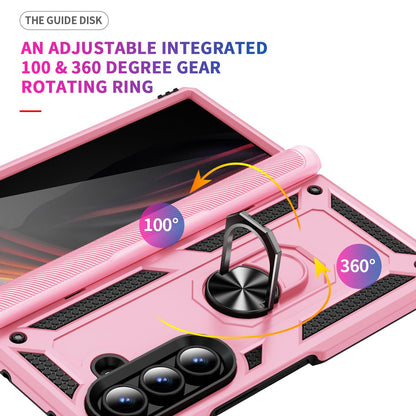 For Galaxy Z Fold8 Ultra 5G Shockproof TPU + PC Phone Case with Holder(Pink)
