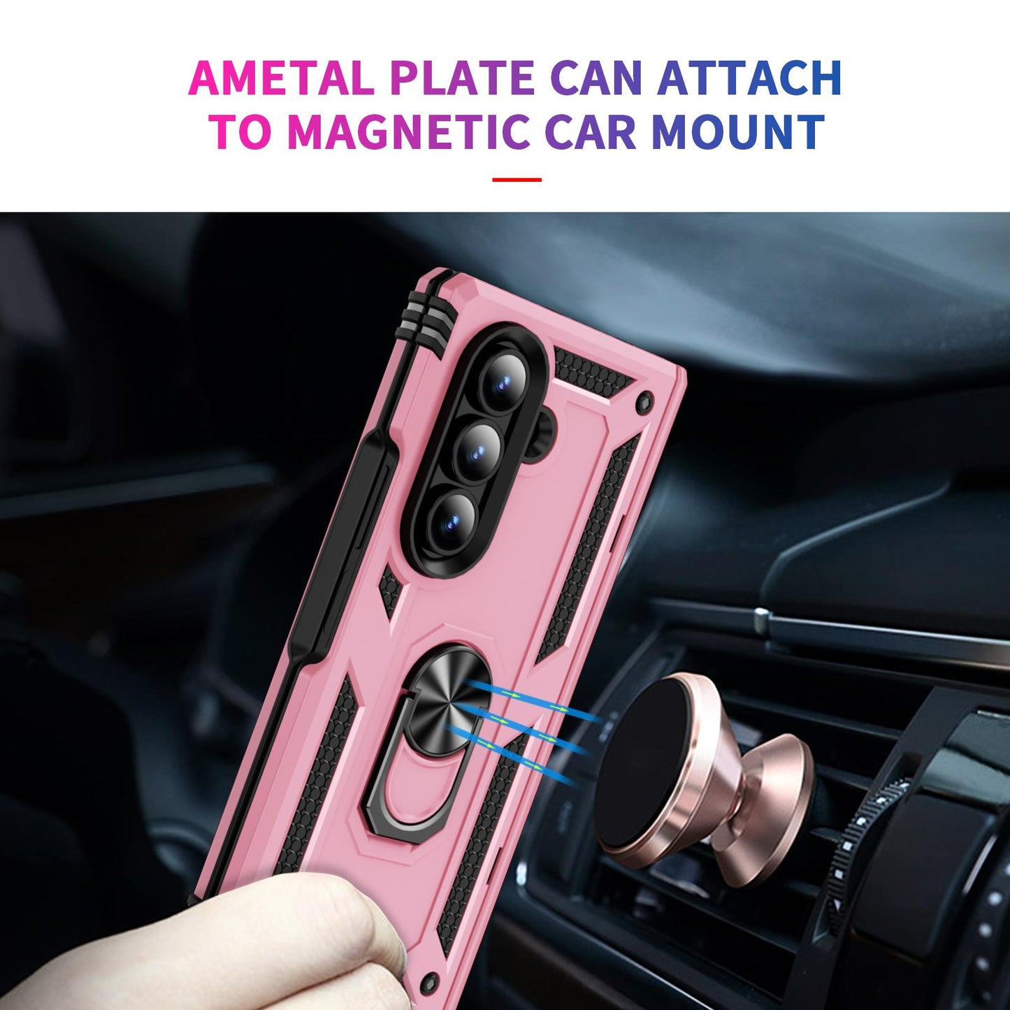 For Galaxy Z Fold8 Ultra 5G Shockproof TPU + PC Phone Case with Holder(Pink)