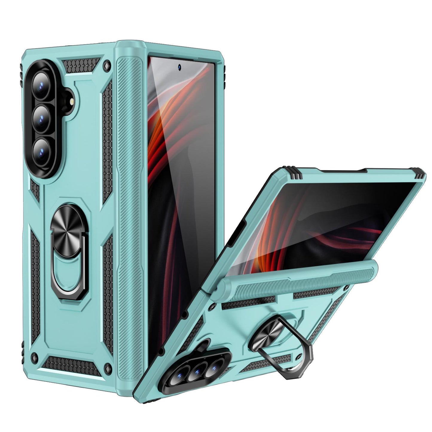 For Galaxy Z Fold8 Ultra 5G Shockproof TPU + PC Phone Case with Holder(Gray Green)