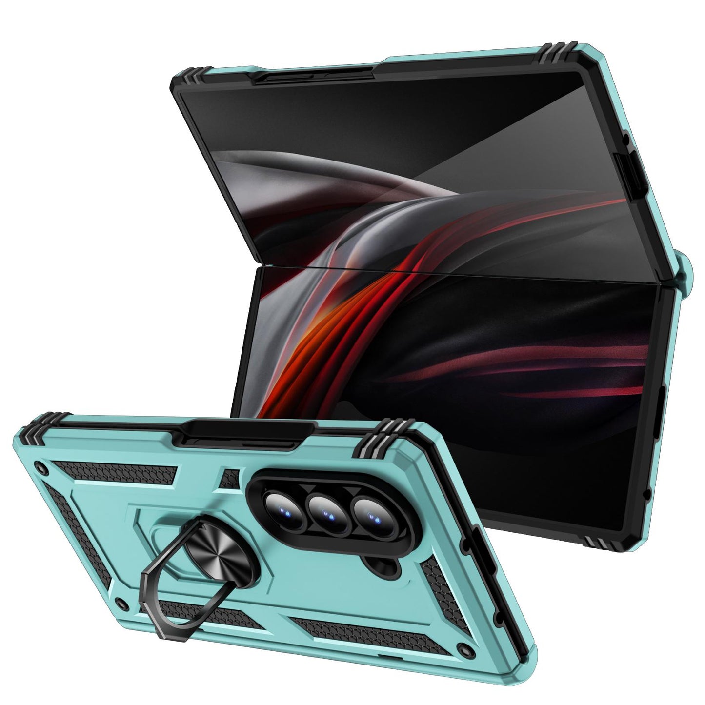 For Galaxy Z Fold8 Ultra 5G Shockproof TPU + PC Phone Case with Holder(Gray Green)