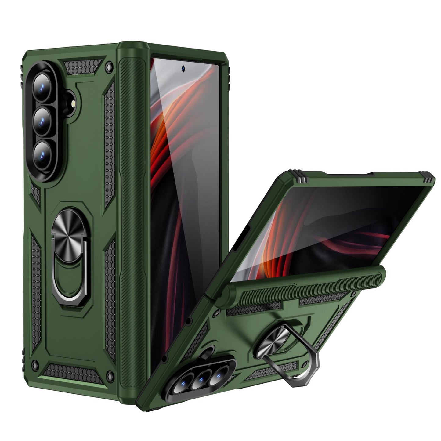 For Galaxy Z Fold8 Ultra 5G Shockproof TPU + PC Phone Case with Holder(Military Green)