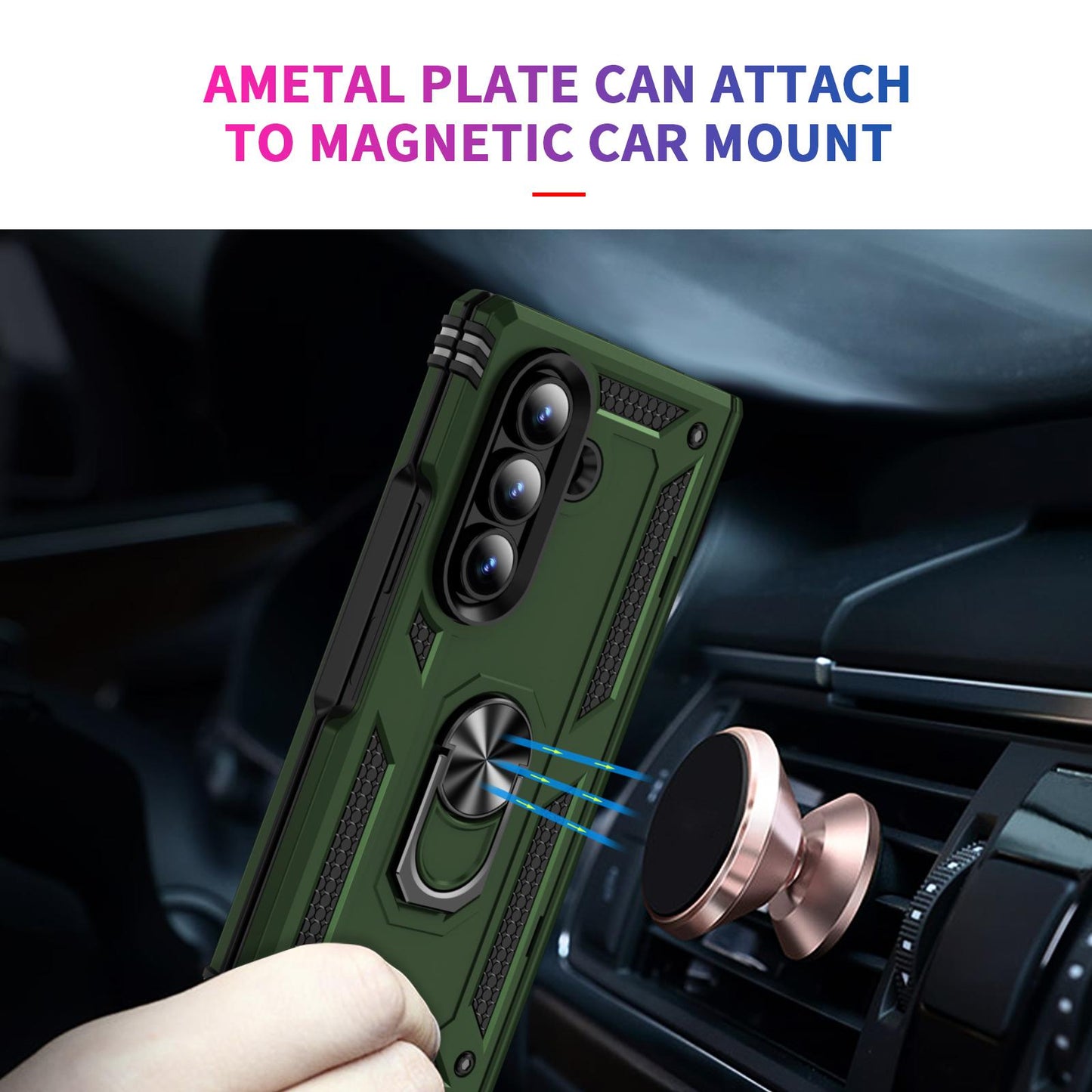 For Galaxy Z Fold8 Ultra 5G Shockproof TPU + PC Phone Case with Holder(Military Green)
