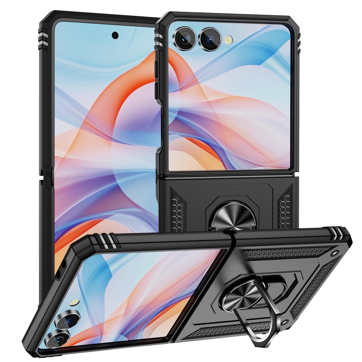 For Galaxy Z Flip8 5G Shockproof TPU + PC Phone Case with Holder(Black)