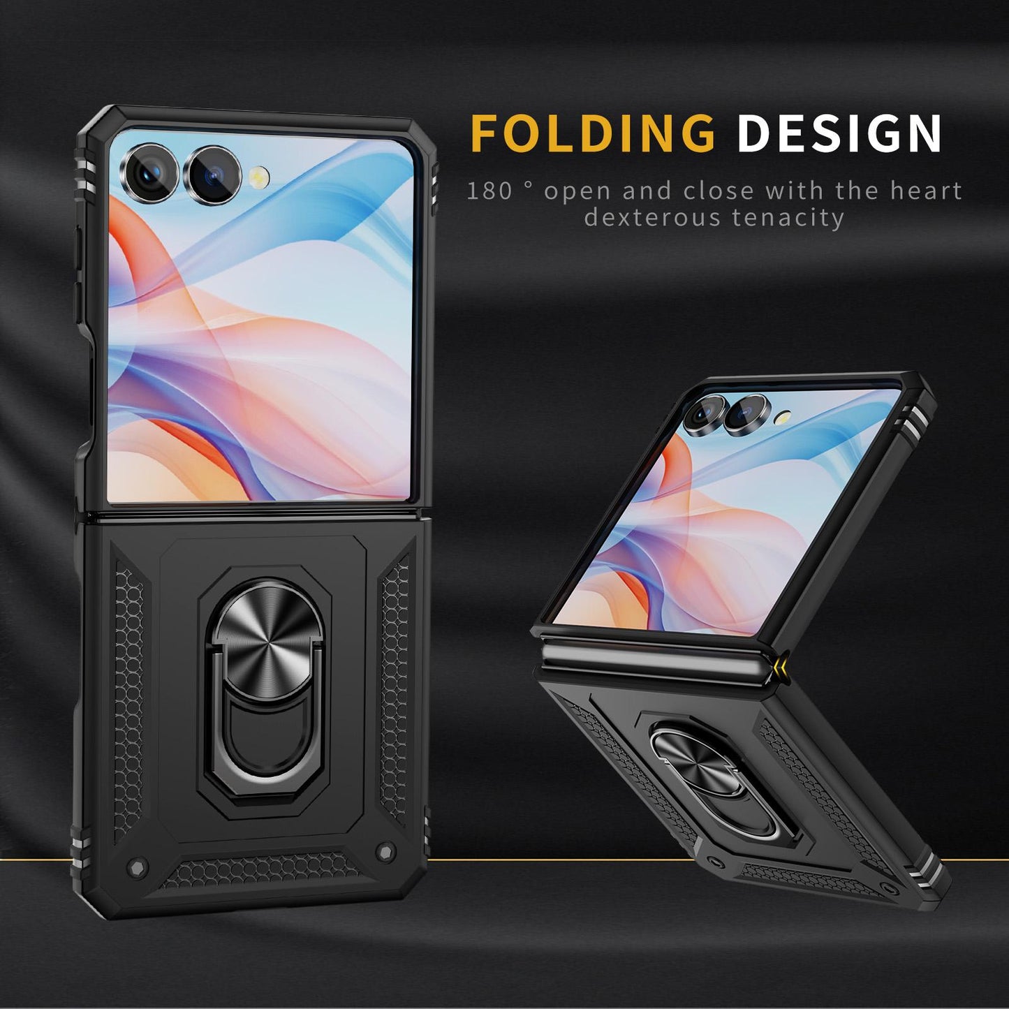 For Galaxy Z Flip8 5G Shockproof TPU + PC Phone Case with Holder(Black)