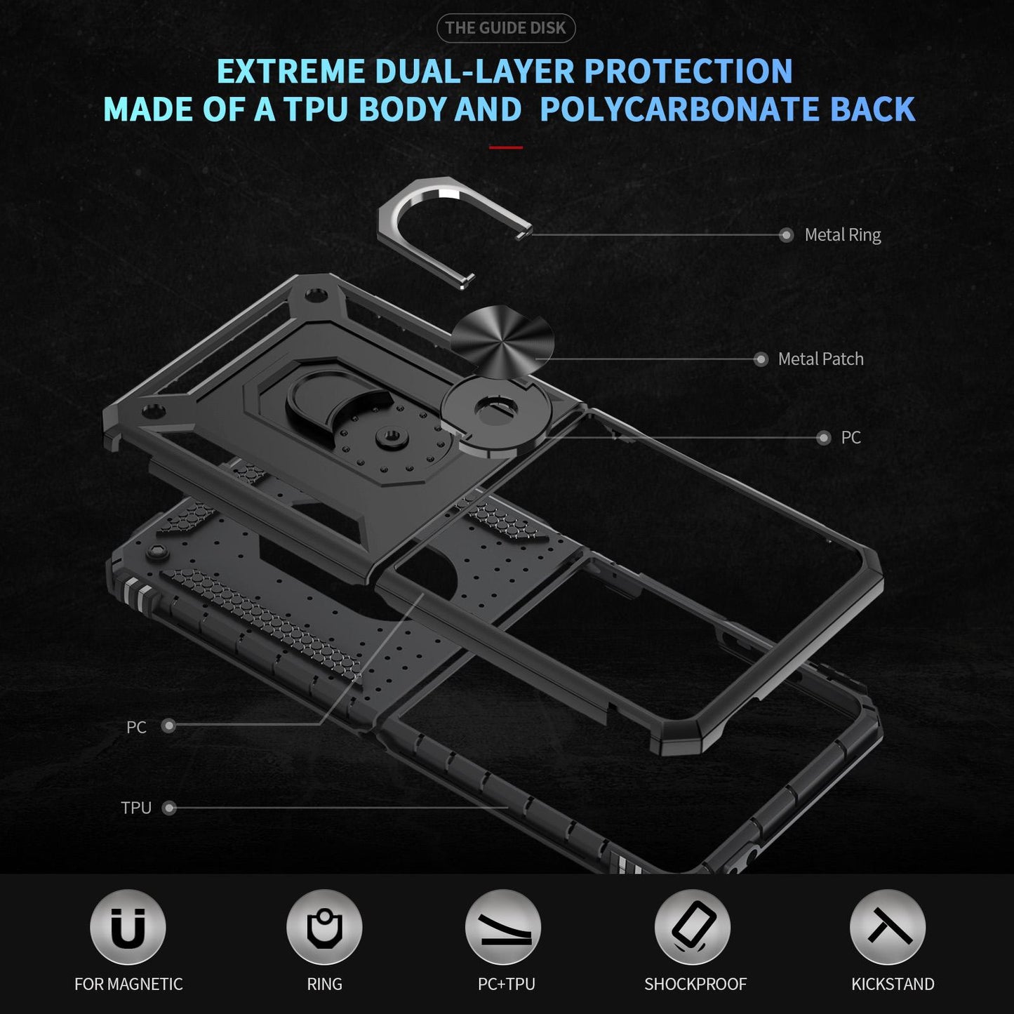 For Galaxy Z Flip8 5G Shockproof TPU + PC Phone Case with Holder(Black)