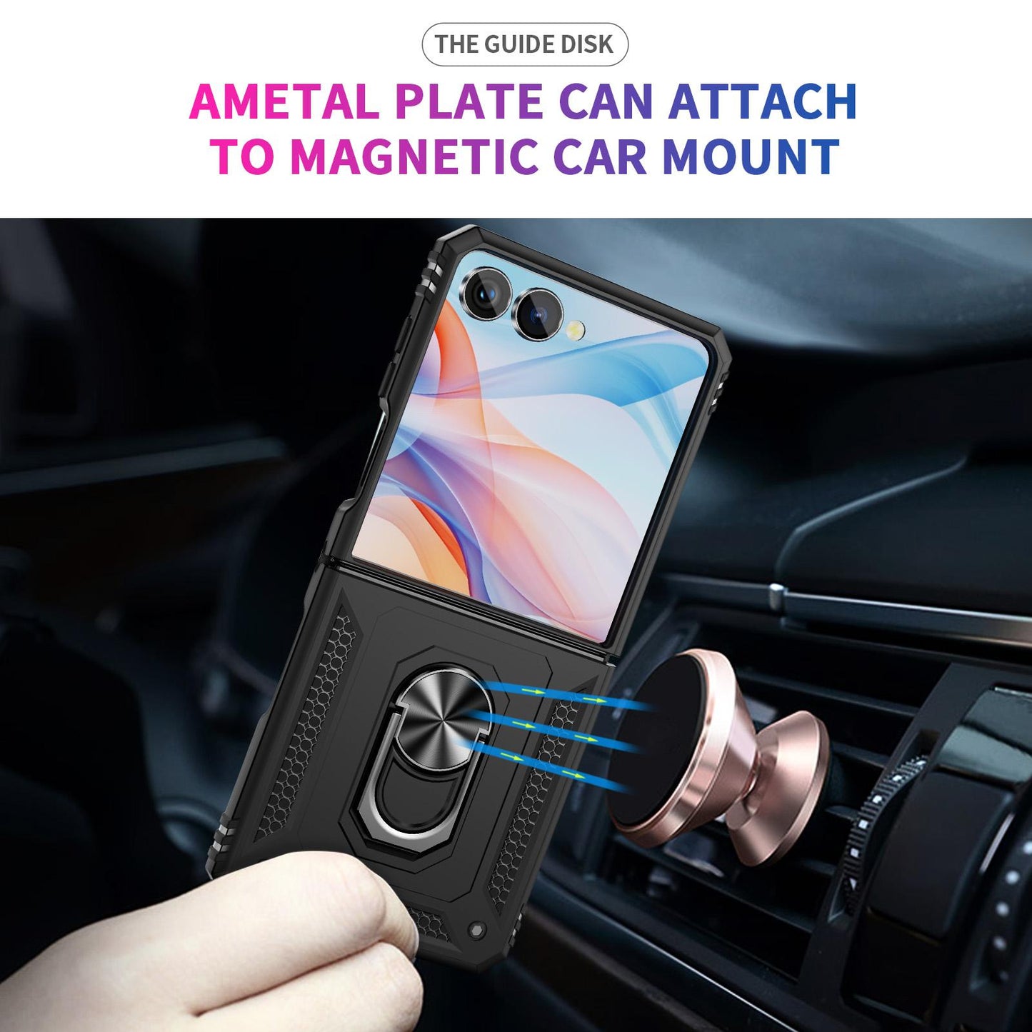 For Galaxy Z Flip8 5G Shockproof TPU + PC Phone Case with Holder(Black)