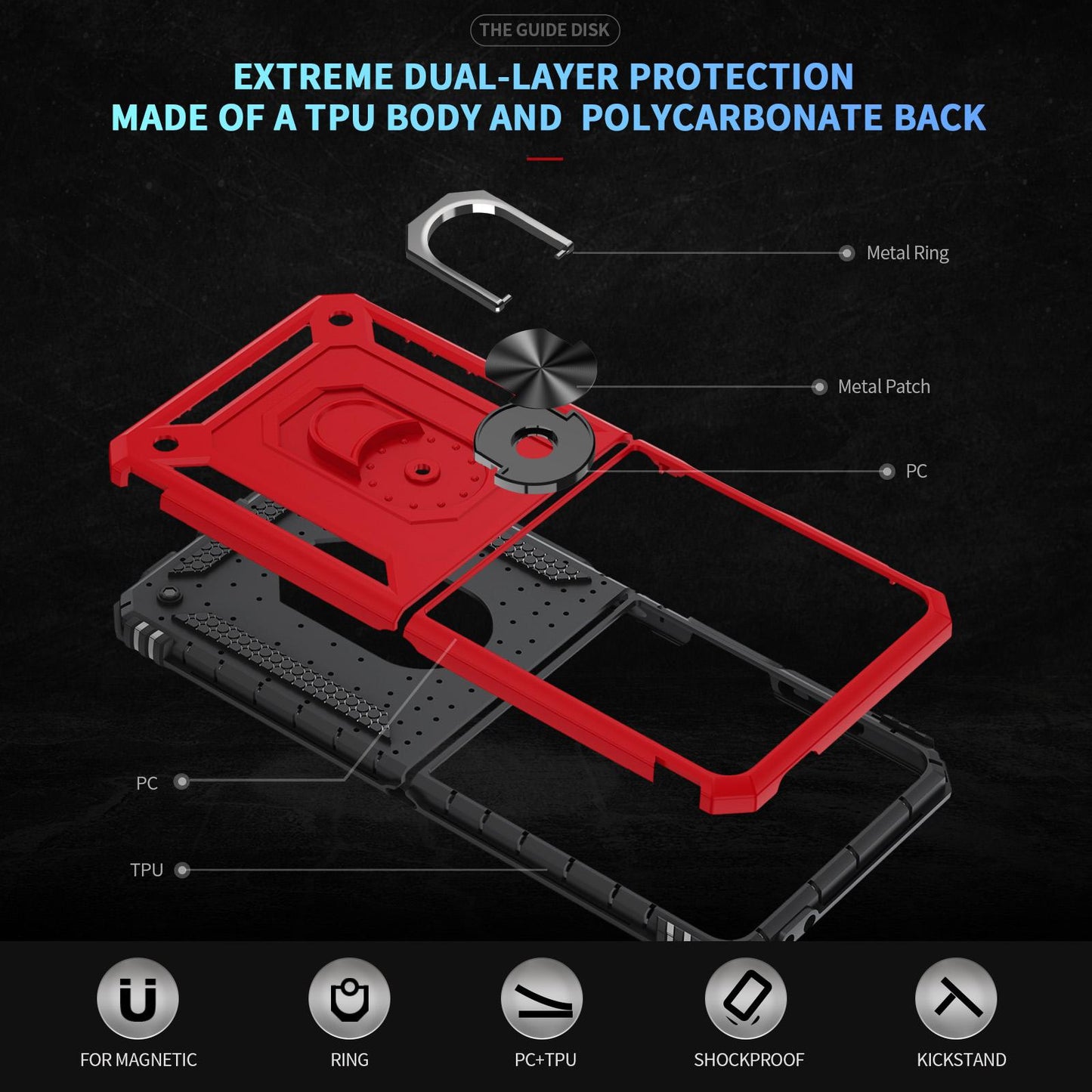 For Galaxy Z Flip8 5G Shockproof TPU + PC Phone Case with Holder(Red)